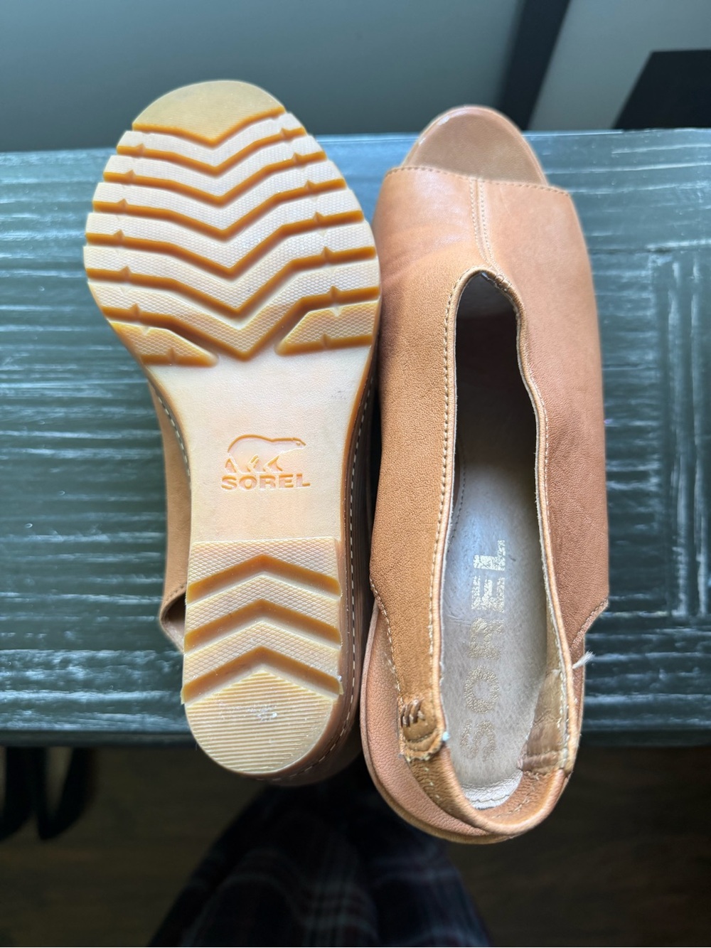 Sorel Women's Cognac Open-Toe Slip-On Wedge Mules